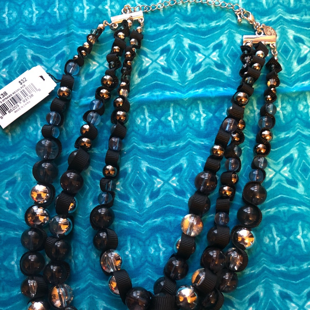 Black Beaded Necklace, NWT Cookie Lee